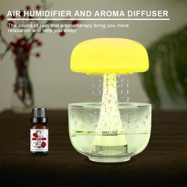 Jellyfish Raindrop Humidifier with Ultrasonic Atomization & Seven-Color Ambience Light – Cloud Rain Aroma Diffuser for Home Decor